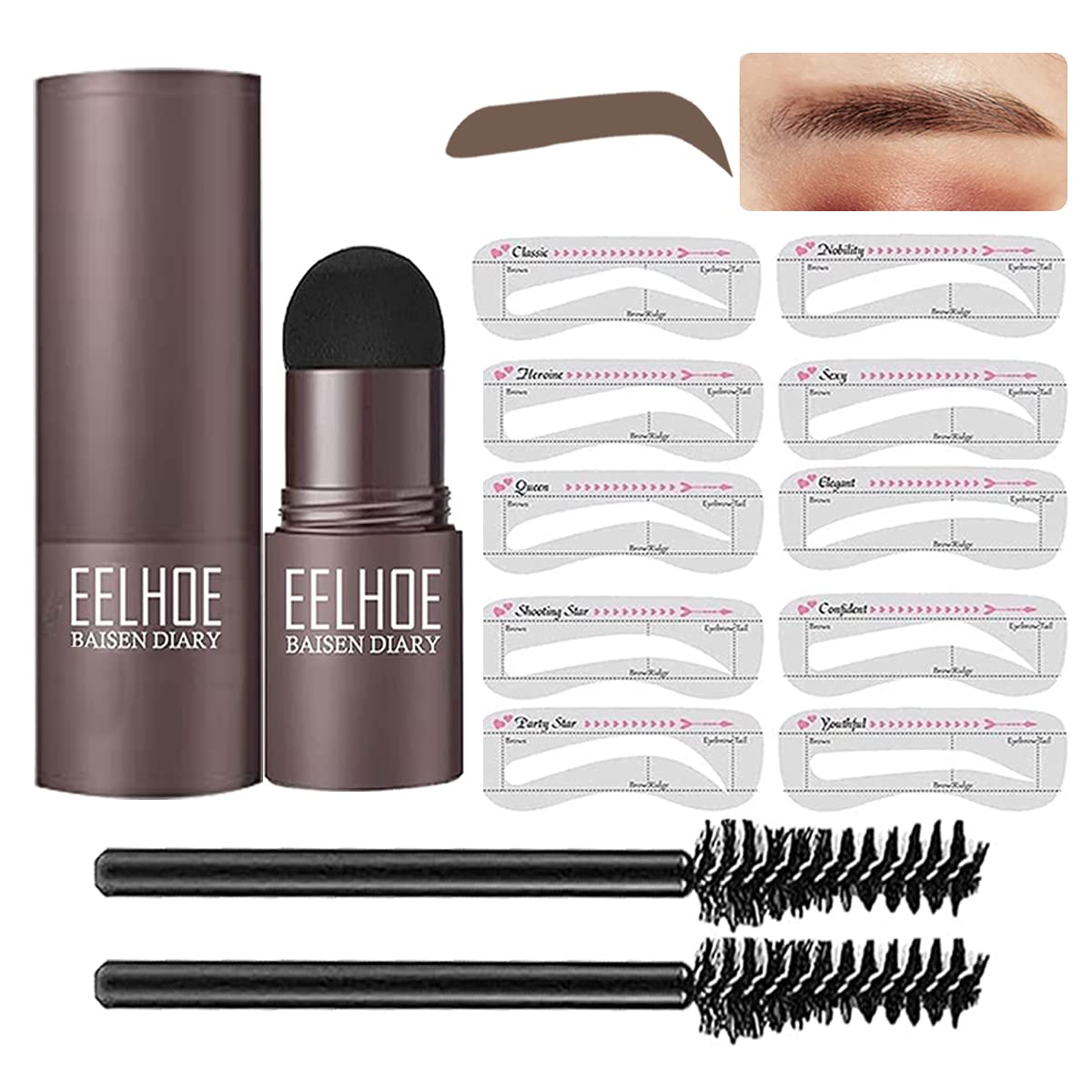 2022 One Step Eyebrow Stamp Shaping Kit Set Makeup Magic Brow Stencil Eyebrow Brush Enhance Cosmetics Eyebrow Gel Tint